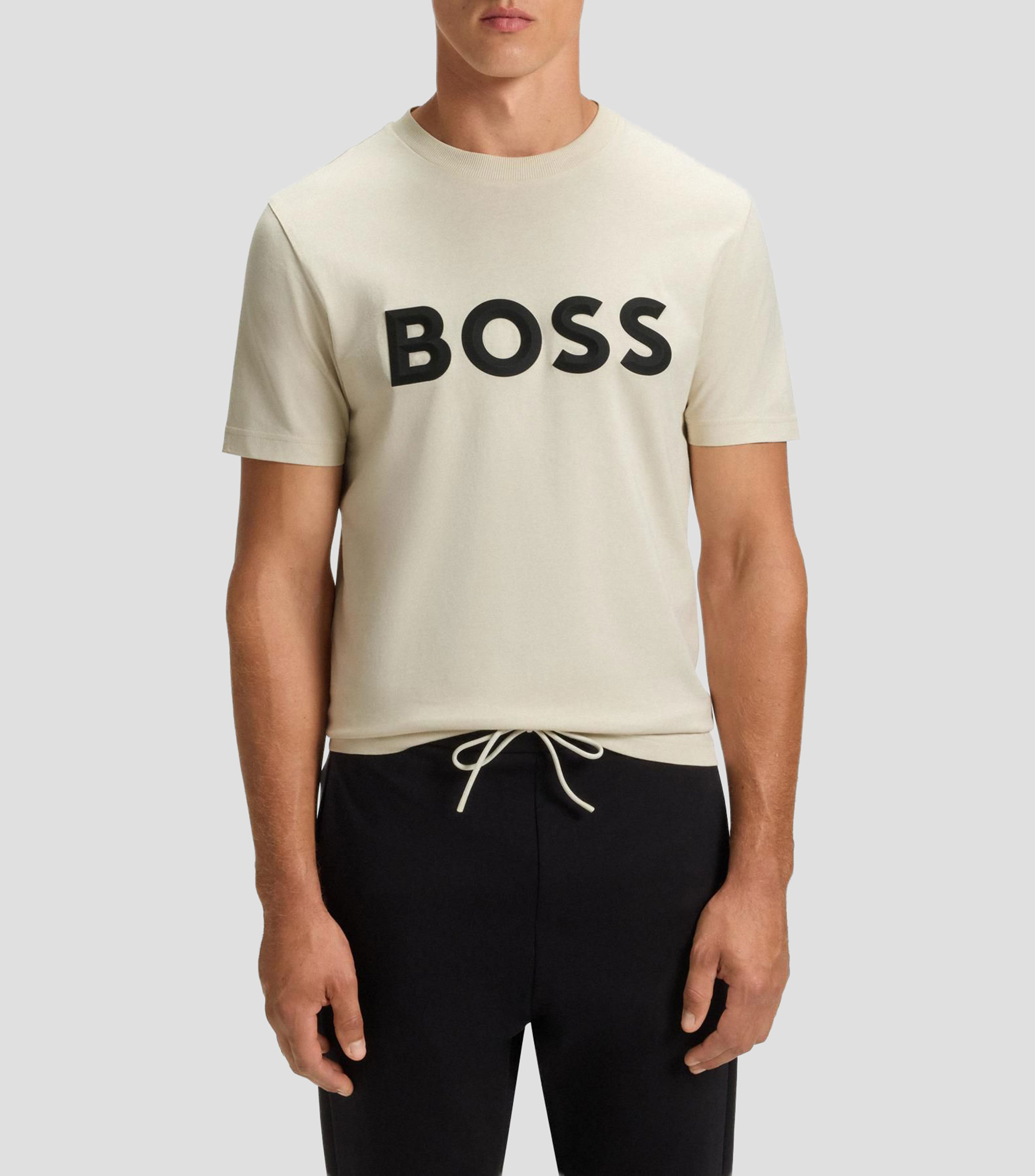 Playera de punto de algodón con logo en 3D Hombre